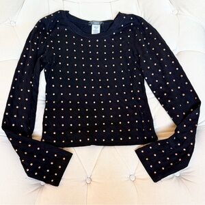 Black Long-Sleeve Girls' Tee with Gold Polka Dots - True Brand